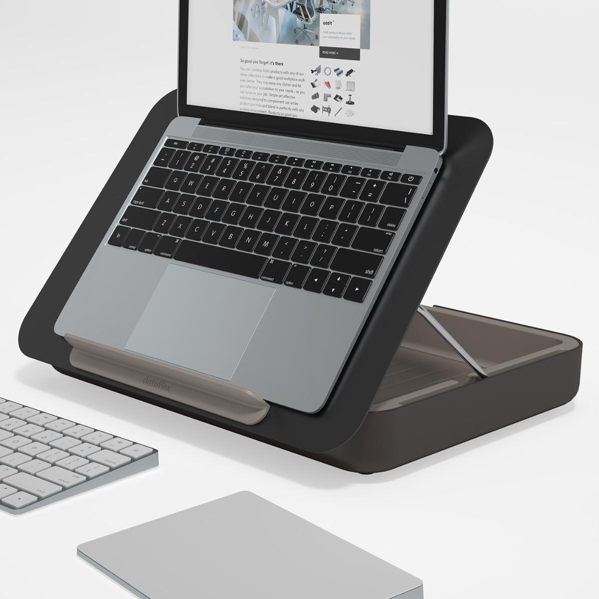 Dataflex Bento ergonomische Toolbox schwarz (45.903), Anwendung mit Laptop