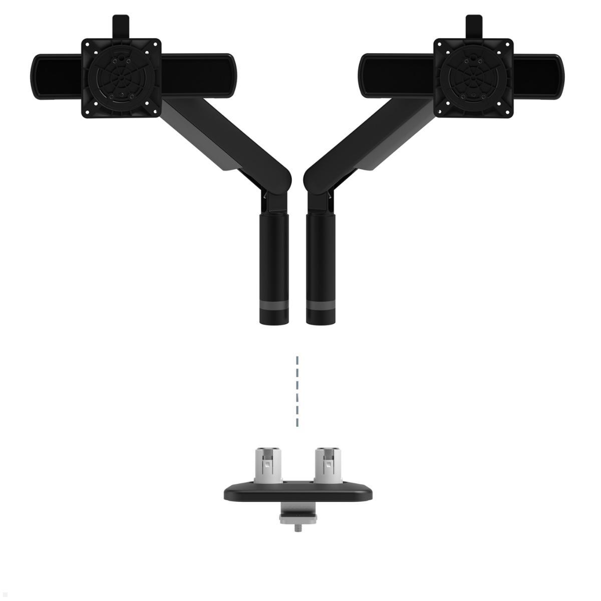 Dataflex Viewprime Dual Monitor Tischhalterung mit Tischklemme, schwarz, mit Klemme